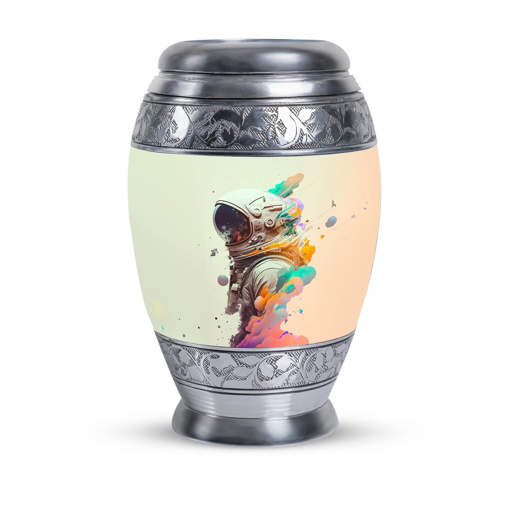 PARUHAS Large Astronaut Space Clouds Urn for Human Ashes - Mom & Dad Urns for Human Ashes - Cremation Urn for Adults - Urns for Ashes Large (Size 10Inch)- Funeral Urns for Ashes-