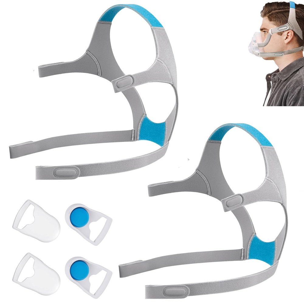 2 Pcs F20 Headgear Strap with Clips, Adjustable Airfit F20 Cpap Headgear Strap, Comfortable Fit Cpap Mask Head Strap Replacement Headgear with Magnetic Clips for Airfit/AirTouch F20, Medium Size