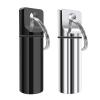 2 Pack Small Pocket Pill Box Keychain, Portable Mini Aluminium Alloy Pill Organizer Case Container for Purse, Waterproof Metal Pill Holder Medicine Bottle for Outdoor Camping Travel (Black & White) view 1