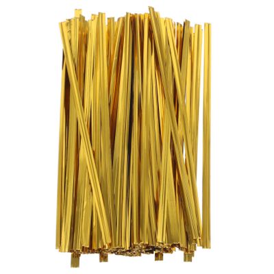 Beavorty 800pcs Gold Twist Ties for Cellophane Candy Bags Wrapping Ties Festive Shiny Touch for Party Treat Bags Golden Wire Rope