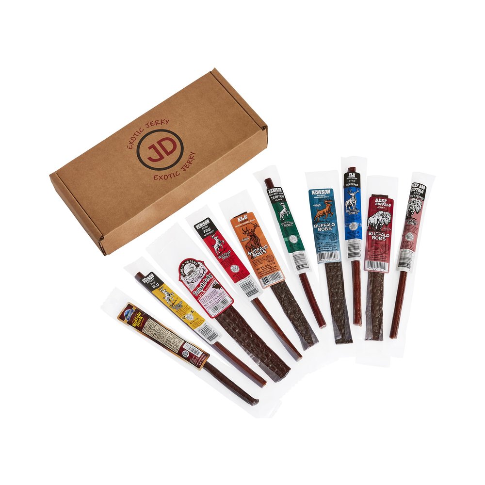 Jerky Dynasty Big Game Mix Jerky Wild Range Variety Pack with Elk, Venison & Buffalo - Unique Farm-Raised Gourmet Jerky Mix, Flavorful Beef Added, Delectable High-Protein Snack (10 Pack)