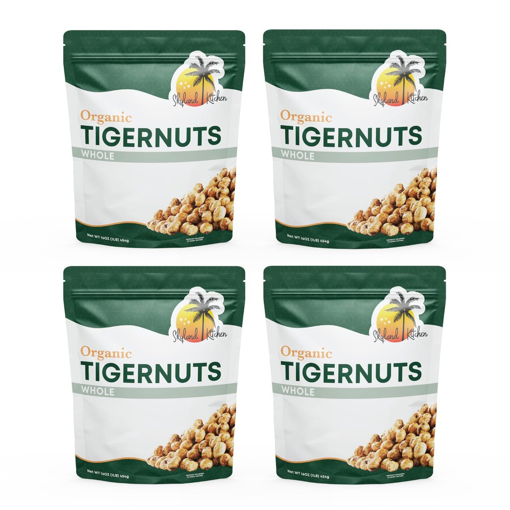 Skyland Kitchen Organic Whole Tigernuts, Nut-Free, Raw Snack, Gluten-Free, Vegan, Paleo Friendly, High Fiber, Non-GMO 4 x 16oz (Pack of 4)