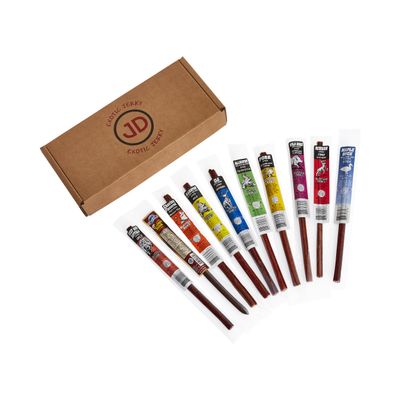 Jerky Dynasty Buffalo Bob's Mixed Exotic Variety Set - 10-Piece Assortment of Exotic Meats including Wild Boar, Venison and Aligator - Gourmet Beef Jerky & Beef Sticks with Unique Flavors