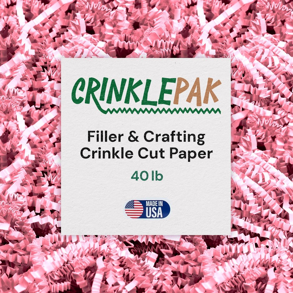CrinklePak USA Made Crinkle Cut Paper Shred 40 LBS Filler Great for Shipping Packages, Gift Wrap, Basket Filling and All Other Occasions - Pink