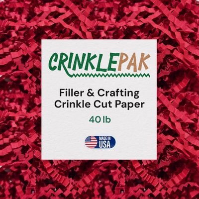 CrinklePak 40 LB USA Made crinkle paper filler | Paper Shred Filler for Shipping packages, Gift Wrap, Great packing paper for gift basket filling, Birthdays, Valentine's Day, Weddings, and Anniversaries | Red