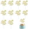 10Pcs Happy Mothers Day Cake Toppers Gold Glitter Cupcake Toppers Mother's Day Cake Decorations Cupcake Picks Stickers with Crown Heart Design Mother Birthday Party Supplies Icing DIY Supplies view 1