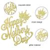 10Pcs Happy Mothers Day Cake Toppers Gold Glitter Cupcake Toppers Mother's Day Cake Decorations Cupcake Picks Stickers with Crown Heart Design Mother Birthday Party Supplies Icing DIY Supplies view 3