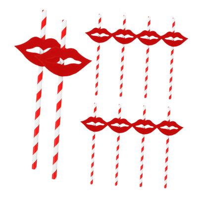 minkissy Drinking Straws 50 Pcs Red Paper Straws Wedding Ideal for Cocktail Smoothie