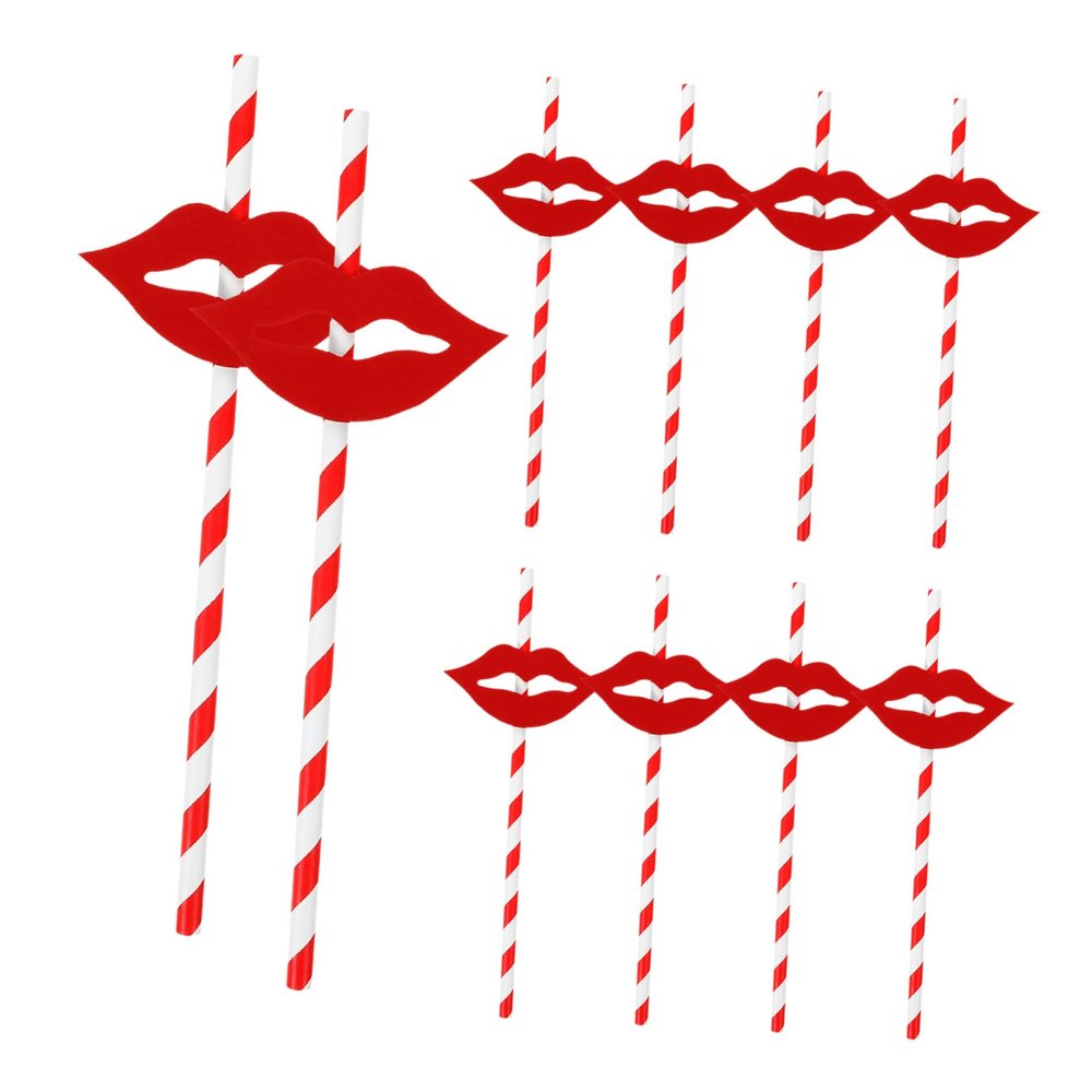 minkissy Drinking Straws 50 Pcs Red Paper Straws Wedding Ideal for Cocktail Smoothie