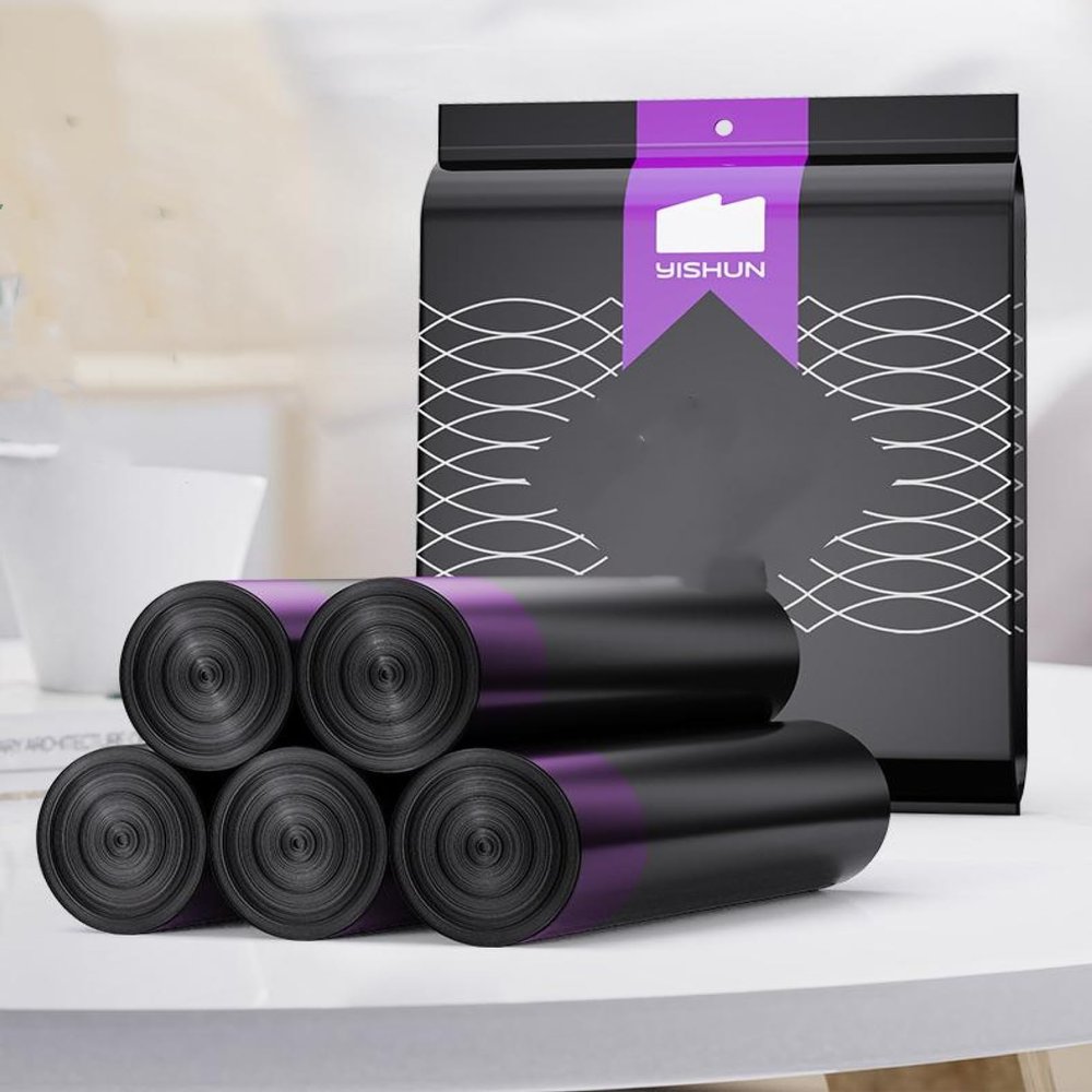 HEYQOZPV Drawstring garbage bag household point-break student dormitory thickened rope black plastic bag