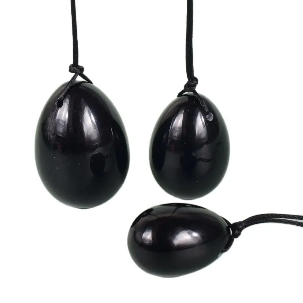 KAKAYE Big Size Yoni Egg Set Natural Obsidian Massage Ball Kegel Exercise Tool Massager(3 pcs)