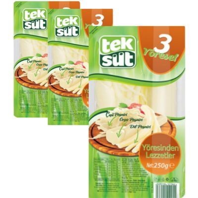 Teksut 3 Traditional Cheese (Cecil, Jeddal, String) Cheese 250 Gram (8.8 Oz) x 3 Packs