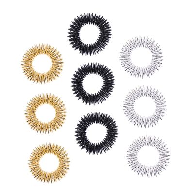 Beavorty 9pcs Acupressure Finger Massage Ring Portable Metal Rings for Stress Relief and Focus Enhancement Colors Gold Silver Black Durable Finger Massager for Tired