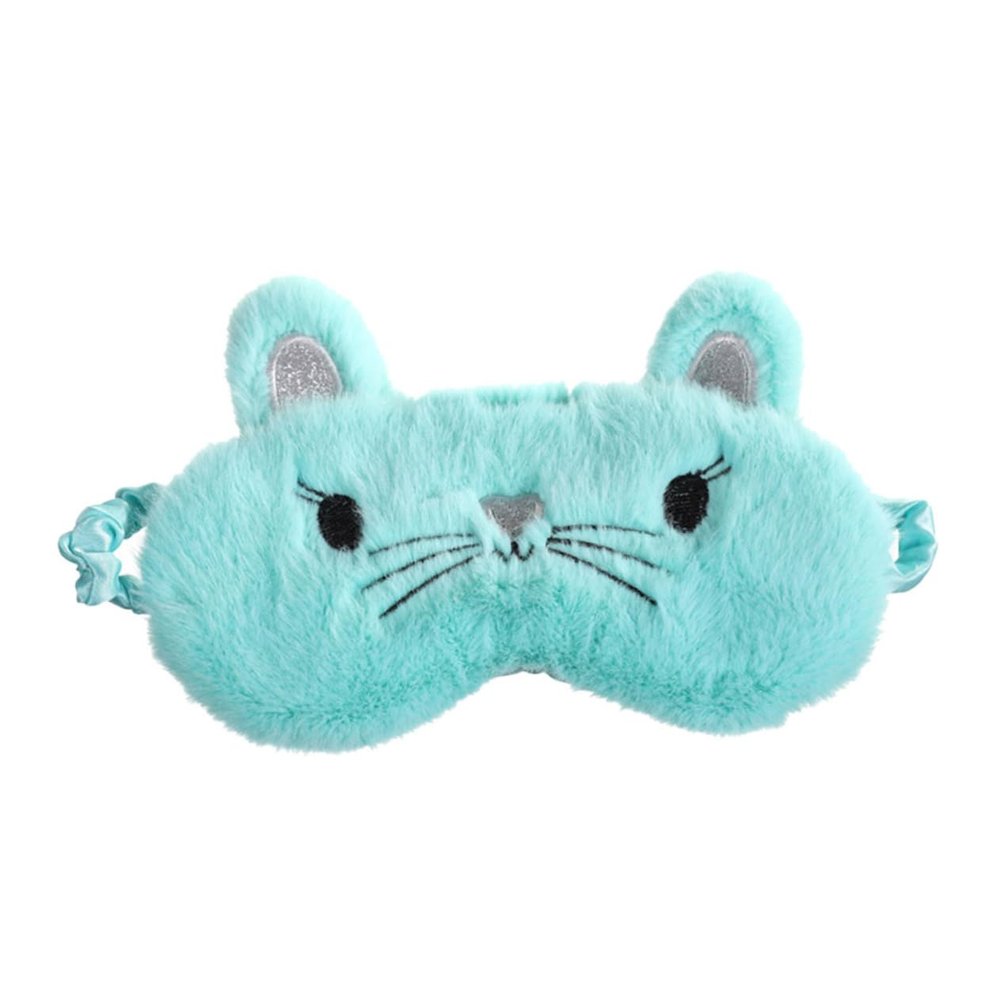 minkissy Fluffy Cat Design Sleep Mask Soft Plush Eye Cover for Naps and Sleeping Lightweight Night Blindfold for Comfortable Rest