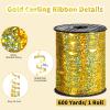 600 Yards Gold Curling Ribbon 1/5 Inch Balloon String Ribbon Metallic Gold Ribbons for Gift Wrapping Balloon Art Crafts Wedding Party Decorations view 2