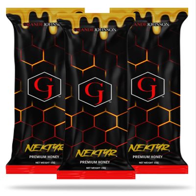 Grande Johnson - Nektyr - Organic Premium Natural Pure Honey with Jelly Bee Pollen - Pack of 3