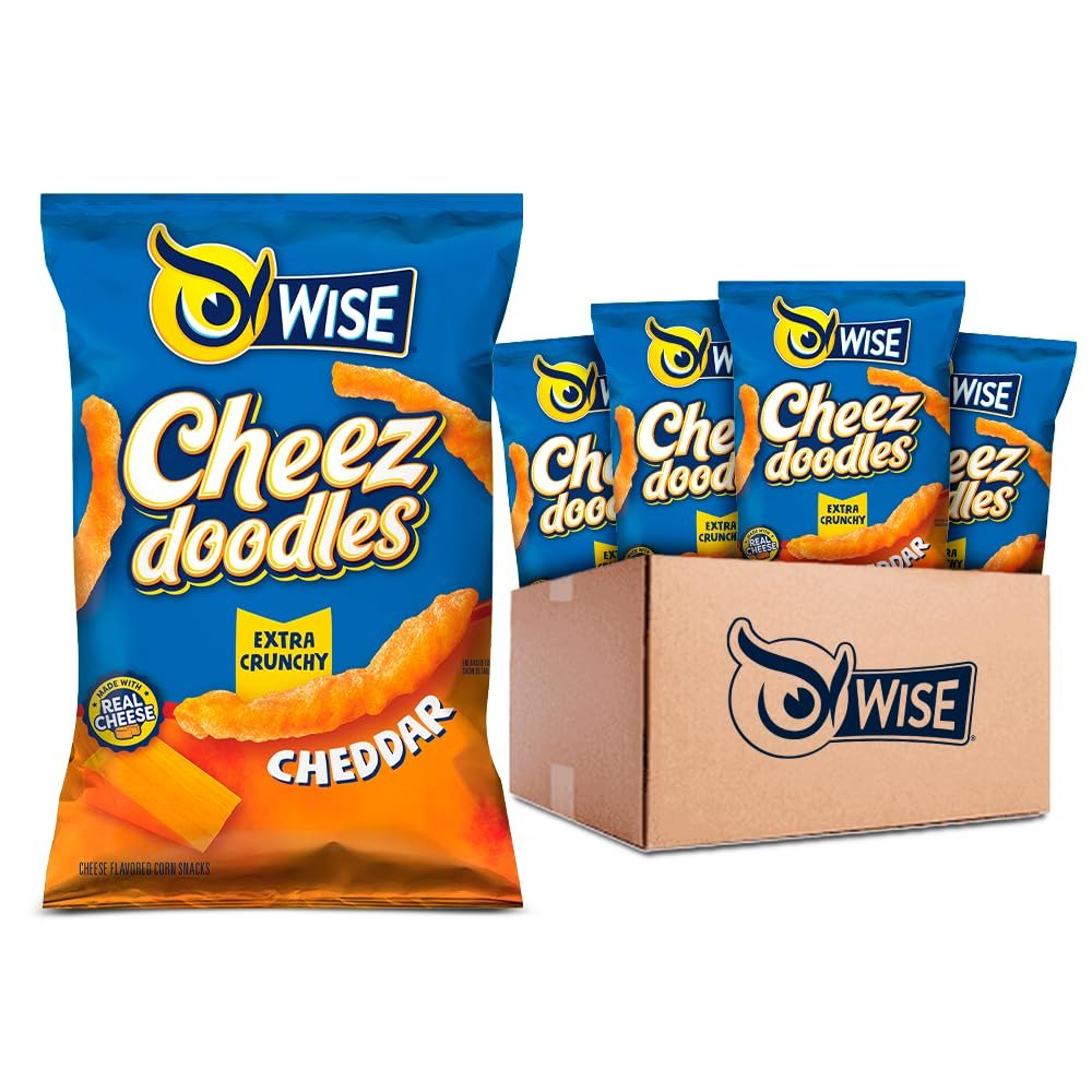 Wise Snacks Cheez Doodles 3.75 oz (15 Count) - Extra Crunchy Cheddar Cheese Gluten-Free Snack, Perfect for Cheese Lovers Seeking a Delicious and Satisfying Crunch