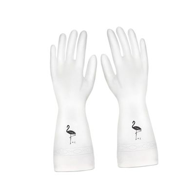 Beaupretty Durable Kitchen Protective Gloves Reusable Cleaning Gloves Rubber Material Flamingo Printing Size Flamingo Pattern