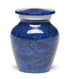 At Peace Memorials Alloy Cremation urn for Ashes - Jewel Marble Stone 3 Cubic Inches (Blue)
