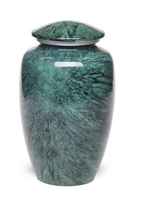 At Peace Memorials Alloy Cremation urn for Ashes - Jewel Marble Stone 200 Cubic Inches (Green)