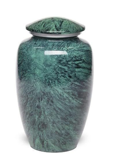 At Peace Memorials Alloy Cremation urn for Ashes - Jewel Marble Stone 200 Cubic Inches (Green)