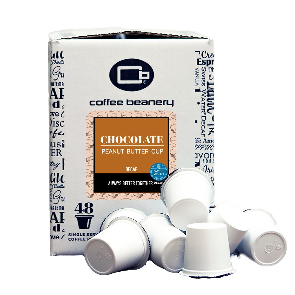 Chocolate Peanut Butter Cup Decaf Coffee Pods by Coffee Beanery | 48ct Bulk Flavored Decaf Coffee Pods Medium Roast Coffee Pods| 100% Specialty Arabica Coffee| Gourmet Coffee Pods