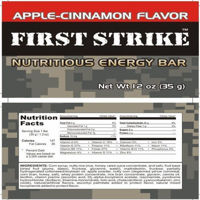 Mini First Strike Energy Bars, Mini Size (1.2 oz.) Vitamin Fortified Nutritious Energy Bars - Available in Chocolate, Apple-Cinnamon and Mocha - Authentic USGI MRE Component (48, Apple Cinnamon)