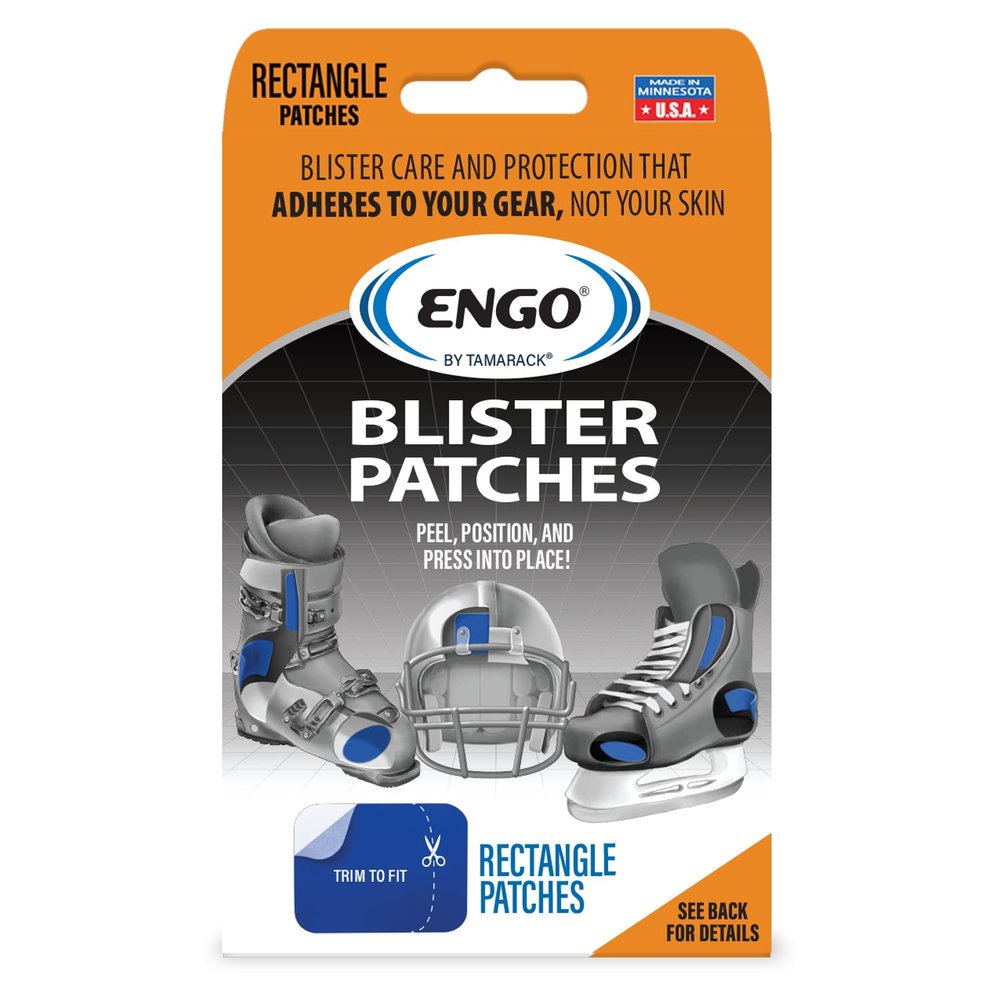 ENGO Rectangle Blister Prevention Patches | Trim to Fit Boots, Skates, Cleats, Helmets, Equipment, Other Footwear (15 Pack)