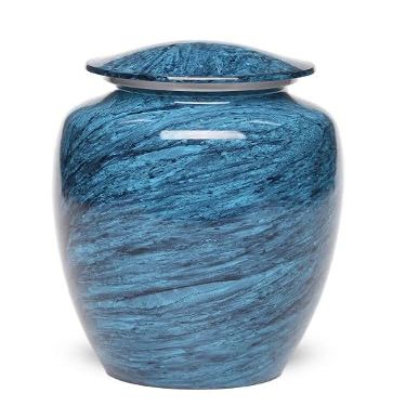At Peace Memorials Alloy Cremation urn for Ashes - Jewel Marble Stone 200 Cubic Inches (Teal)