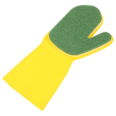 Outanaya Reusable Cleaning Gloves for Kitchen and Household Flocked Liner Water Resistant Dishwashing Gloves Yellow-green Right Hand