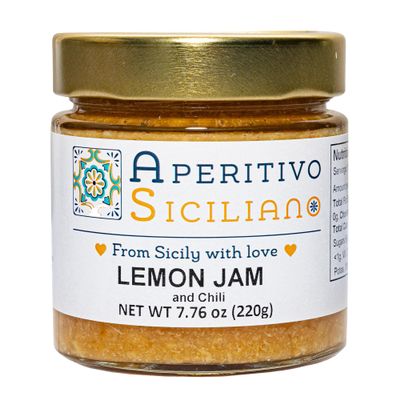 Aperitivo Siciliano - handcrafted Sicilian Lemon and Chili Jam - Pack of 4 Jars of 7.7 oz - Perfect Pairing for Cheeses and Rich Meats, Delightful on Toasted Bread - Made in Italy