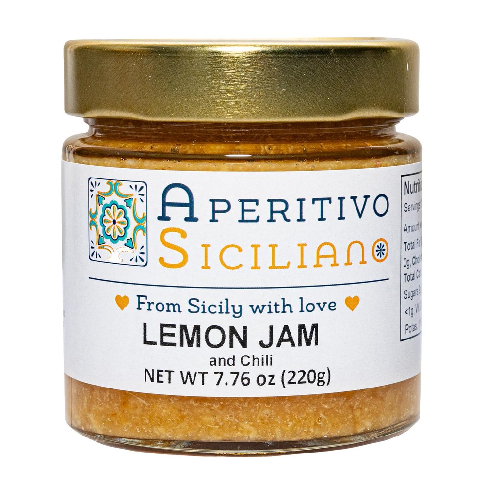 Aperitivo Siciliano - handcrafted Sicilian Lemon and Chili Jam - Pack of 4 Jars of 7.7 oz - Perfect Pairing for Cheeses and Rich Meats, Delightful on Toasted Bread - Made in Italy