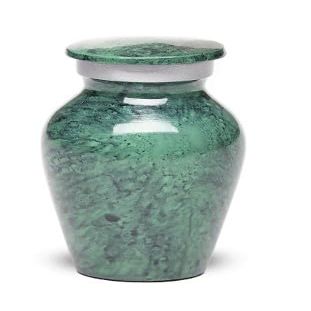 At Peace Memorials Alloy Cremation urn for Ashes - Jewel Marble Stone 3 Cubic Inches (Green)