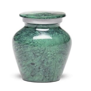 At Peace Memorials Alloy Cremation urn for Ashes - Jewel Marble Stone 3 Cubic Inches (Green)