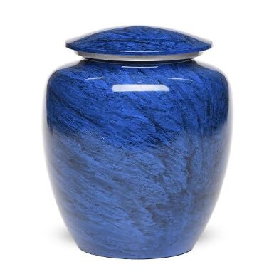 At Peace Memorials Alloy Cremation Urn for Ashes, Jewel Marbled Stone, 200 Cubic Inches Blue