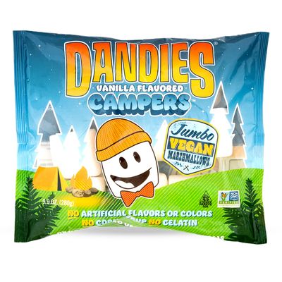 Dandies Jumbo Campers Vegan Marshmallows, No Artificial Flavorings, Food Dyes, Corn Syrup, or Gelatin, Perfect for Roasting, Smores, or Snacking (Jumbo)