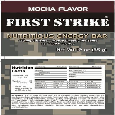 Mini First Strike Energy Bars, Mini Size (1.2 oz.) Vitamin Fortified Nutritious Energy Bars - Available in Chocolate, Apple-Cinnamon and Mocha - Authentic USGI MRE Component (100, Mocha [Caffeinated])