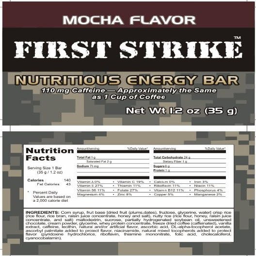 Mini First Strike Energy Bars, Mini Size (1.2 oz.) Vitamin Fortified Nutritious Energy Bars - Available in Chocolate, Apple-Cinnamon and Mocha - Authentic USGI MRE Component (100, Mocha [Caffeinated])