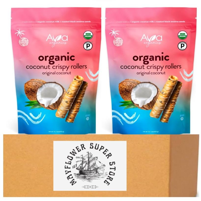 NineLife Basics Ava Organics - Coconut Crispy Rollers - Original (Family Size - 14.1 oz bag) (2 pack)