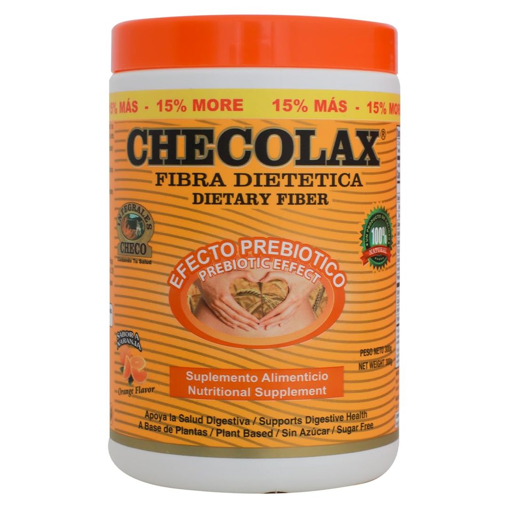 CHECOLAX: Our Dietary Fiber Alleviates Constipation Naturally, Supports Regularity, Bloating Relief & Gut Health, Sugar Free, Non-GMO, Plant-Based - Essential Fiber Boost, Orange (10.5 oz)