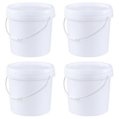 Waikhomes 4 Pack 4 Gallon Pet Food Storage Container, All Purpose Round Pail with Handle and Airtight Lid to Lock in Freshness, White Bucket with Lids