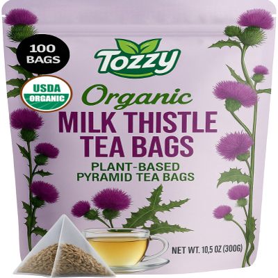 Tozzy Organic Milk Thistle Tea  100 Count, Plant-Based Pyramid Tea Bags