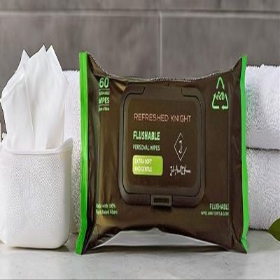 Refreshed Knight XL Flushable Wipes Extra Large Adult Wipes, Unscented, Aloe & Vitamin E, Biodegradable, 60 Count