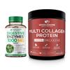 Wholesome Wellness Digestive Enzymes 1000MG Plus Prebiotics & Probiotics Supplement + Multi Collagen Protein Powder Hydrolyzed (Type I II III V X) Bundle view 1