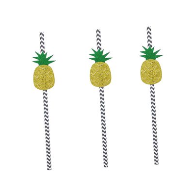 minkissy 12pcs Pineapple-themed Paper Straws for Parties Drinking Straws for Juices Shakes Smoothies Iced Fun Party Supplies