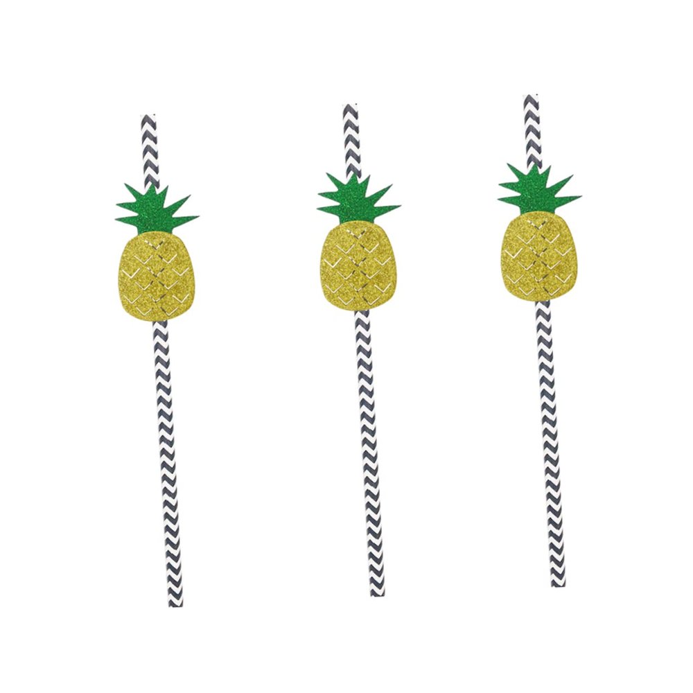 minkissy 12pcs Pineapple-themed Paper Straws for Parties Drinking Straws for Juices Shakes Smoothies Iced Fun Party Supplies