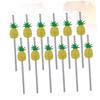 minkissy 12pcs Pineapple-themed Paper Straws for Parties Drinking Straws for Juices Shakes Smoothies Iced Fun Party Supplies view 3
