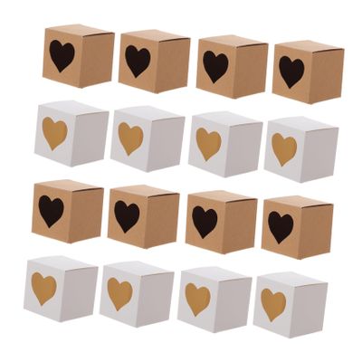 Beavorty 60Pcs Heart-shaped Kraft Paper Boxes 5cm Square Window Colors for Presents Parties and Special Occasions Color