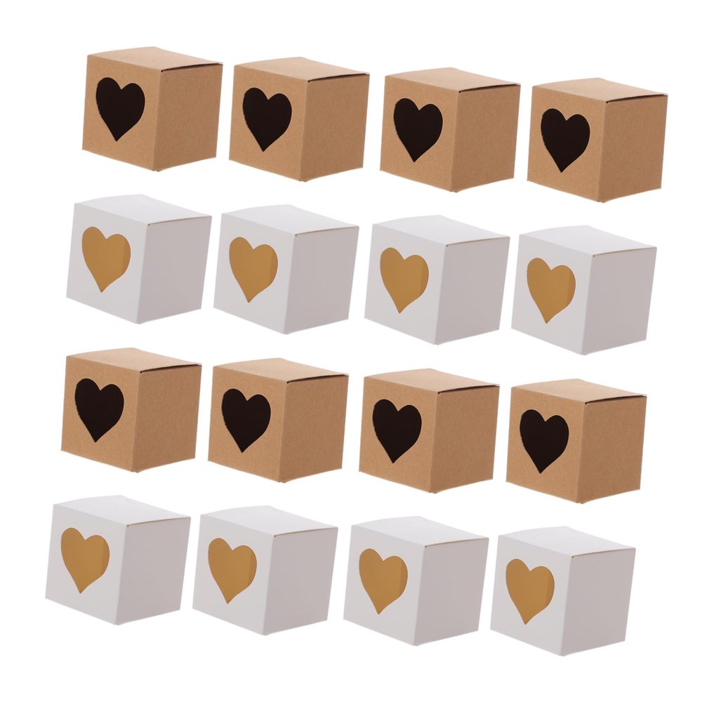 Beavorty 60Pcs Heart-shaped Kraft Paper Boxes 5cm Square Window Colors for Presents Parties and Special Occasions Color
