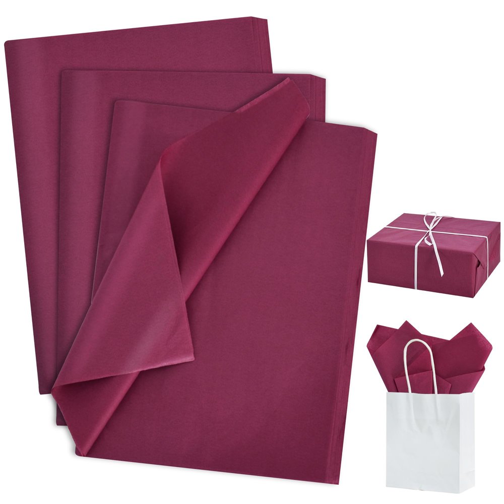 BEISHIDA 100 Sheets Dark Red Tissue Paper Bulk, Wrapping Tissue Paper for Gift Bags, 14 x 20 Inch Gift Wrap for Valentine Birthday Wedding Graduation DIY Crafts Holiday Flowers